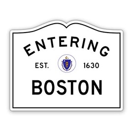 Squiddy Entering Boston Massachusetts - Vinyl Sticker Decal for Phone, Laptop, Water Bottle (3" Wide)