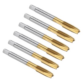 uxcell Spiral Point Plug Threading Tap 5/16-18 UNC Thread, Ground Threads H2, High Speed Steel 6542, Titanium Coated, Screw Taps Tapping Bit for Thread Repair, 6pcs
