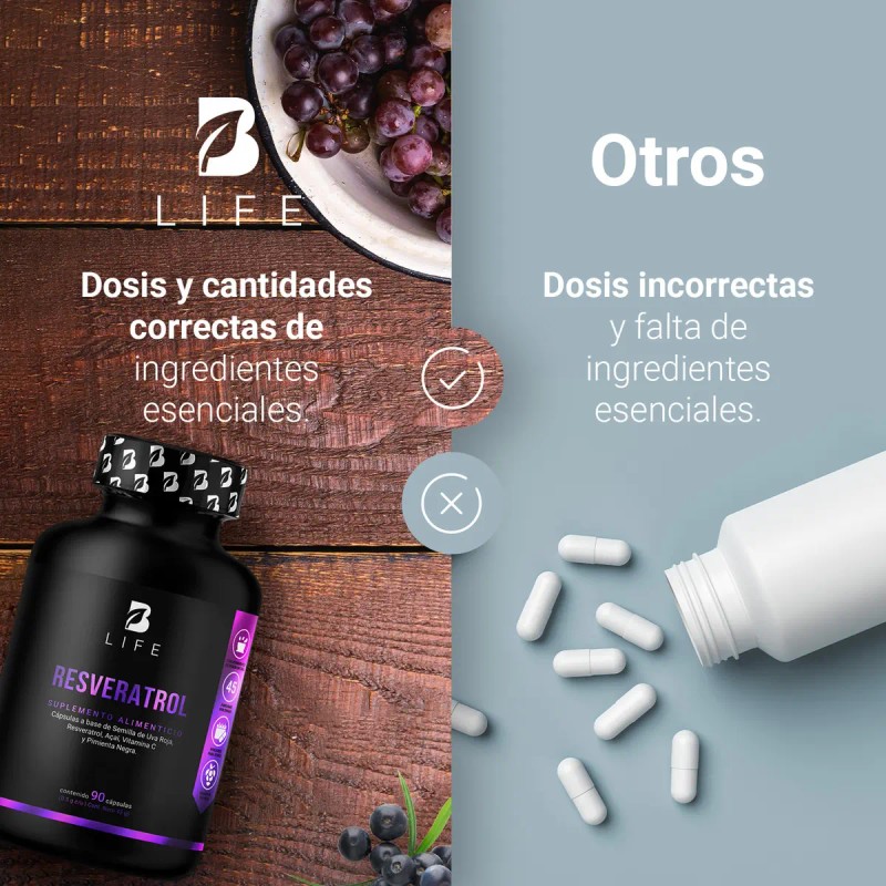 Resveratrol Cáps Semilla Uva Roja Acai Life