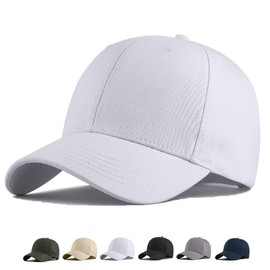 MUNULA Oversize Baseball Cap XXL Big Head Hats for Men Large Head Hats Dad Hat Adjustable 23.6"-26.8" (White)