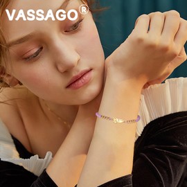VASSAGO Cat Bracelet for Men and Women Adjustable Handmade Braided Bracelet Colourful Cord Rope with Beads Bracelet Cute Animal Bracelet Jewellery, Stainless Steel, No Gemstone