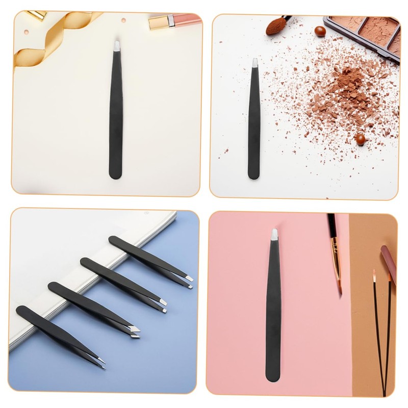 Baluue 1set Stainless Steel Salon Tweezers Precision Eyebrow Hair Removal