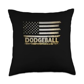 American USA Flag Dodgeball Dodge Ball Game Throw Pillow