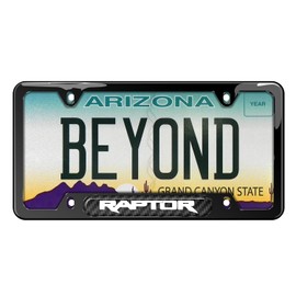 iPick Image Compatible with Ford F-150 Raptor Real Carbon Fiber Insert Black 50 States Stainless Steel License Plate Frame