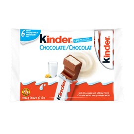 Kinder Chocolate Single Bars, 6-Pack. Individually Wrapped Milk Chocolate Bars (126g)