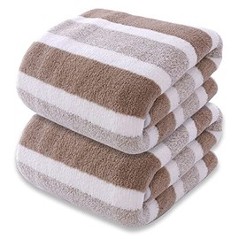 SOFTBATFY Microfiber Bath Towels, 2 Pack Lightweight, Absorbent, Super Fluffy and Fast Drying Towel for Travel, Vacation, Fitness and Yoga (28" x 55", Brown)