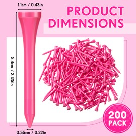 Jenaai 200 Pcs Golf Tees Bamboo Golf Tees Professional Golf Tees Bulk for Women Golf Club Accessories(2-1/8 Inch,Pink)