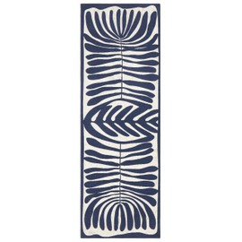 TOWN & COUNTRY LUXE Livie Matisse Cutout Everwash® Washable Multi-Use Decorative Rug, Kitchen Runner Rug, Low-Profile Door Mat, Bedroom Rug and Dorm Room Rug with Non-Slip Backing, Navy Blue, 24"x72"