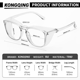 konqkin Safety glasses Goggles Nurses Protective Eyewear - Anti Fog Square Frame Stylish Clear Glasses for Women Men (tmpurple black)