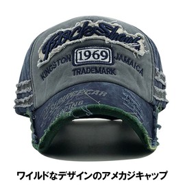 Laquest Damaged American Casual Cap, All Seasons, Men's, Women's, navy/khaki