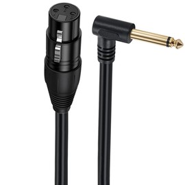 Halokny 50cm XLR to 1/4 Cable 90 Degree 6.35mm Mono TS Male to 3 Pin XLR Female Balanced Microphone Stereo Audio Converter Adapter for Microphone Mixer Amplifier Speaker