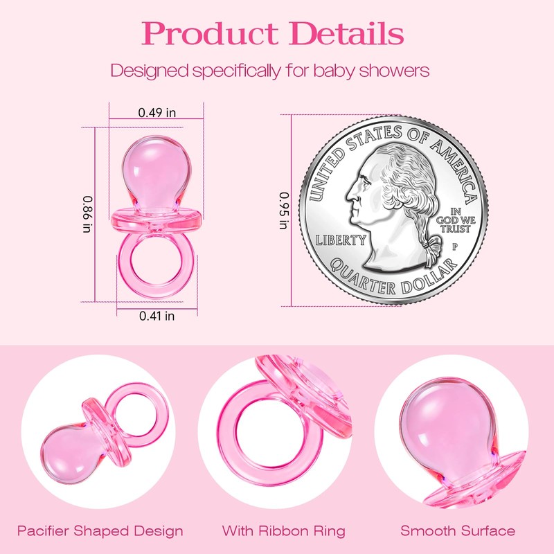 XINHUIDALSQ 150 Mini Acrylic Pacifiers for Baby Shower Game, 0.86