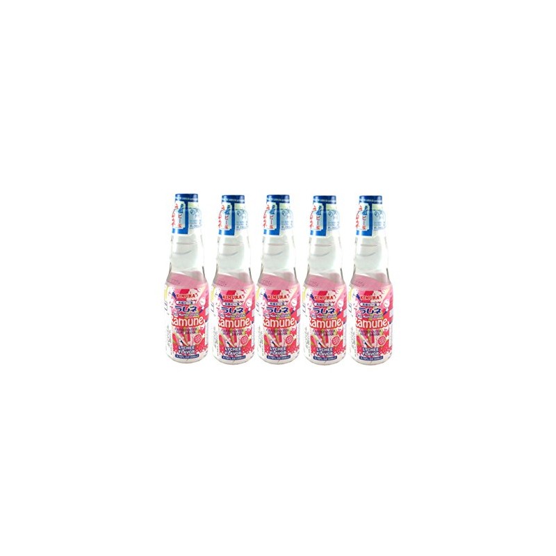 Japanese Ramune Lychee 200ml 5 Bottles ラムネ ライチ 5本セット