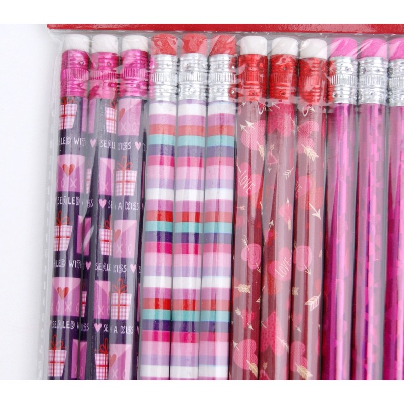 Valentine Pencils School Favors - 24 Pencils (Styles Vary)