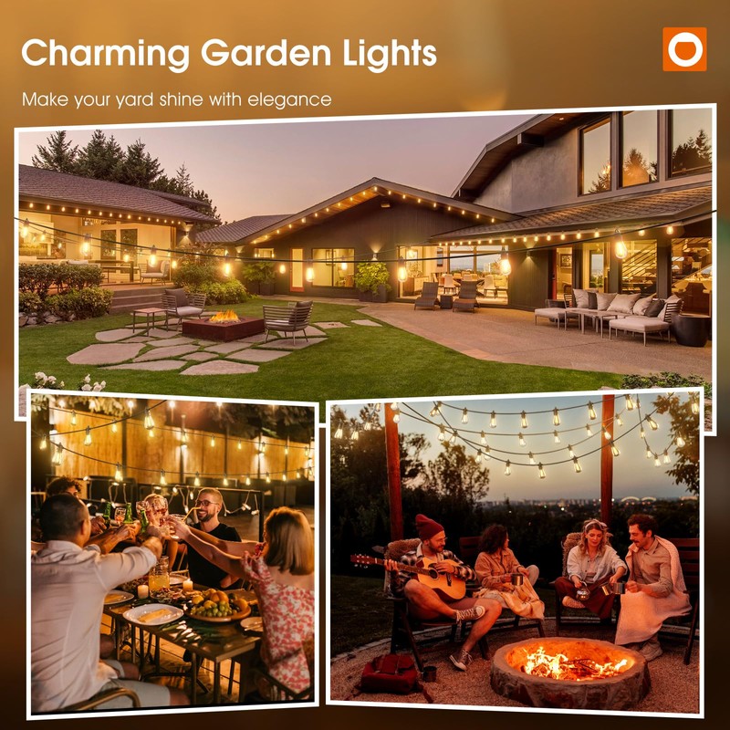 addlon 36FT LED Outdoor String Lights with 12 Edison Vintage