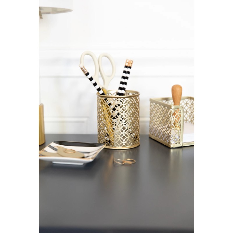 Blu Monaco Gold 5 Piece Cute Desk Organizer Set -