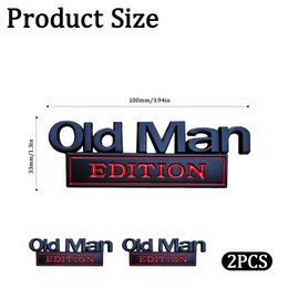 Old Man Edition 3D Metal Badge Emblems,Car Truck Decals for Fender, Tailgate & Bumper,Heavy Duty Automotive Stickers Nameplate for SUV, Jeep, Off-Road Vehicles (1, Red&Black)