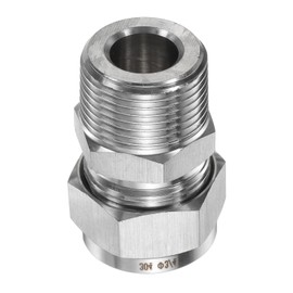 sourcing map Compression Fitting 3/4" Tube OD x 3/4" NPT Male Thread Stainless Steel Straight Coupler Adapter Compression Tube Pipe Fitting Connector for Oil Gas Water