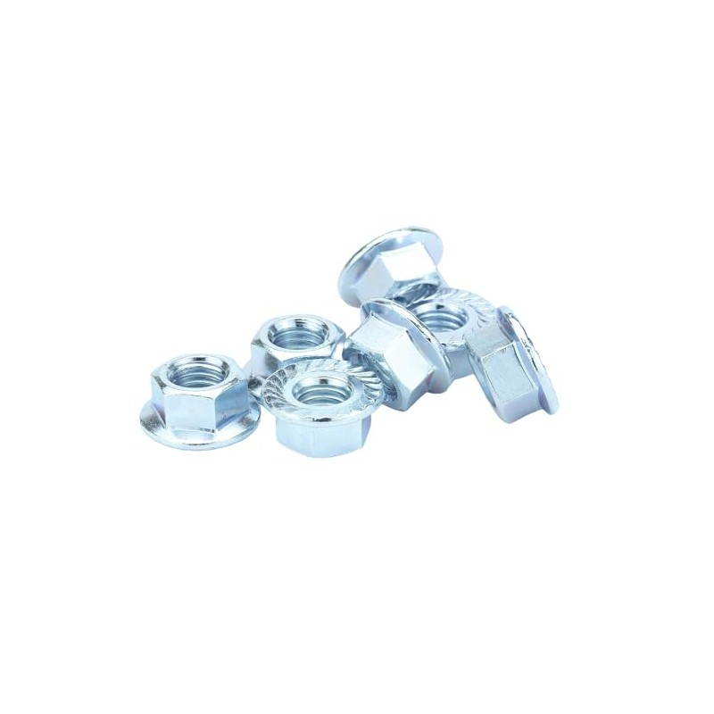 M12 Serrated Flange Hex Nuts - Bright Zinc Plated Steel