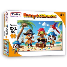 Totte Rompecabezas 50 Piezas XXL | Piezas Extra Grandes, Gruesas y Durables | Diseñado para Uso Infantil (Perros Piratas)