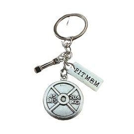 45 lbs Weightlifting Plate + Small Dumbbell +Fit Mom Keychain