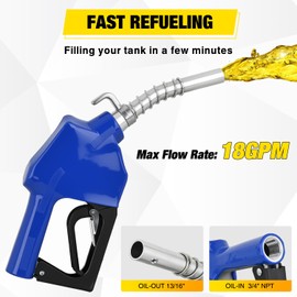 Nilight 3/4" NPT Fuel Nozzle with Fuel Hose Swivel, Automatic Shut Off Gas Pump Transfer Refilling Nozzle with Adjustable Speed Padlock for Gasoline, Kerosene, Diesel