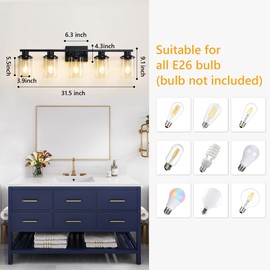 RyaHQ Bathroom Light Fixtures Over Mirror Bathroom Vanity Light Fixture 5 Light Vanity Lights for Bathroom Vanity Lighting Fixtures Wall Sconce Lamp Wall Light Fixtures Black