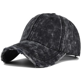XYIYI Vintage Baseball Cap Adjustable Distressed Washed Baseball Cap for Men and Women, Jean Black
