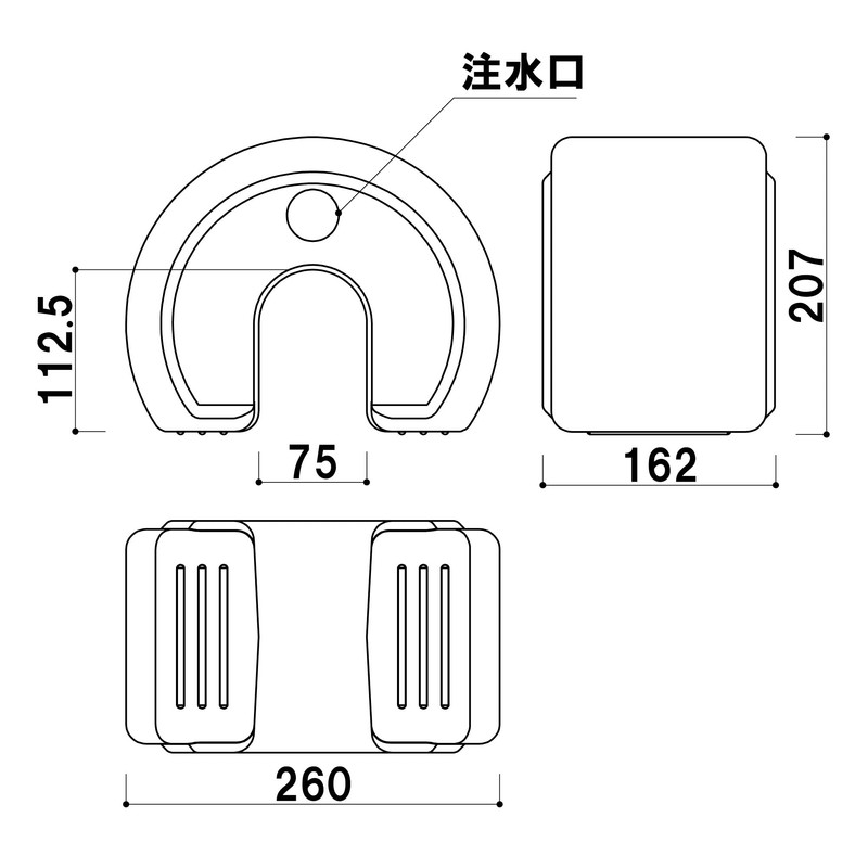 Stand Weight, Black, Horizontal 11.3 lbs (5 kg), Vertical 6.3