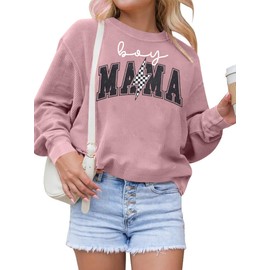Mama Sweatshirt Womens Graphic Sweatshirts Boy Mom Sweatshirt Mama Bear Corduroy Sweatshirts New Mom Gifts Pink