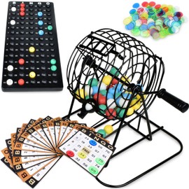 Queensell Queensell Bingo Game for Adults - Bingo Set - Best Board Games with Metal Bingo Cage and Balls Set with Bingo Cards - Bingo Games for Family - Bingo Sets for Adults Large Group