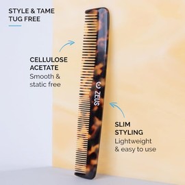 Zeus Handmade saw-cut – Peine para barba – 6" x 1" – PREMIUM, incluye Pulidor peine para barba y Mustaches con medio y FINE Diente partes | Handmade S