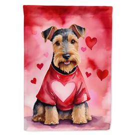 Caroline's Treasures DAC5456CHF Welsh Terrier My Valentine House Flag Large Porch Sleeve Pole Decorative Outside Yard Banner Artwork Wall Hanging, Polyester, House Size, Multicolor