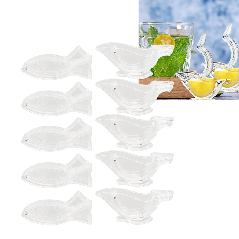 10Pcs Manual Lemon Juicer Transparent Safe Acrylic Fish Bird Shaped