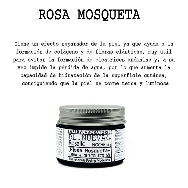 Crema Rosa Mosqueta Glicolico 5% Bha Noche Peeling Suave