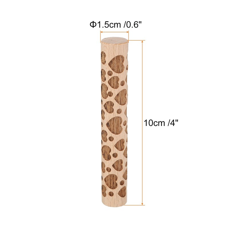 HARFINGTON Wood Clay Roller 4" Heart Pattern Rolling Pins Wood