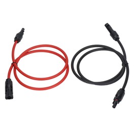 2Pcs Solar Panel Extension Cable 10AWG 6mm² Solar Extension Cable Rated Voltage 1000V DC Red Black 1m / 3.3ft
