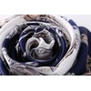 JWSilk Long Charmeuse Silk Fashion Scarf (Navy and White)