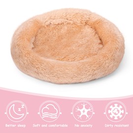KALIONE 2 Pcs Hamster Guinea Pig Bed 5.5 Inch Round Donut Washable Calming Small Pet Hideout for Rats, Ferrets, Squirrels, Turtles, Bearded Dragons, Chinchillas