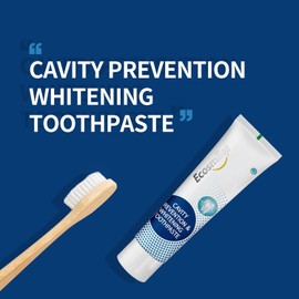Ecosmiles - Fluoride Anticavity Toothpaste for Adults, Cavity Protection Teeth Whitening with Xylitol and Remineralizing Hydroxyapatite, Tartar Remover SLS Free, Tooth Decay Enamel Repair, Mint 3.52 OZ