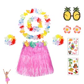 Syylqyr 10 PCS Hawaiian Skirt Set, Hawaiian Party Accessories Hula Costume Accessory for Girls and Women Summer Beach Tropical Party Dress Up ﻿