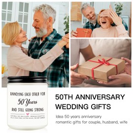 50th Wedding Anniversary Candle Gifts, Anniversary Candle for Couple, Parents, Grandparents, 50 Years Gifts, 50 Year Anniversary for Husband, Wife, Golden Anniversary Candle, Anniversary Decoration