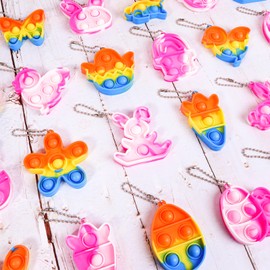 JDSTY 24Pcs Easter Pop Fidget Toys, Mini Easter Simple Pop Fidget Toys for Kids Boys Girls Toddlers Easter Basket Stuffers Gifts Egg Fillers Party Favors