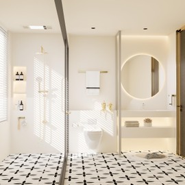 Bathroom Hardware Set Towel Rack - 4pcs Brushed Gold 304 Stainless Steel Bathroom Accessories Wall Mounted 24 Inch Towel Bar