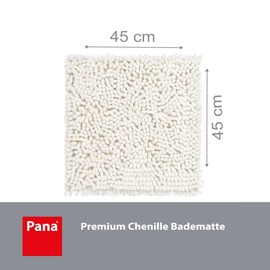 PANA® Premium Chenille Bath Mat (45 x 45 cm) • Ideal as a Toilet Mat, Shower Mat, Bath Mat, Toilet Mat • Soft, Non-Slip & Washable • Bath Mat without Cut-Out • Colour: Cream