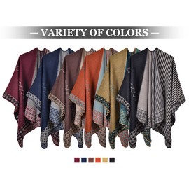 Shawl Wraps for Women Open Front Poncho Cape Oversize Knitted Plaid Blanket Scarf Elegant Cardigan Sweater for Fall Winter