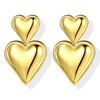 Gold Heart Earrings for Women Girls Heart Drop Earrings Double