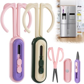 TOHONGADON 2 Pack 2 in 1 Multipurpose Office Scissors Safety Cutter Utility Knife with Magnetic Box, 7.3 Inch Teflon Non-Stick Scissors, Stainless Steel Shears for Office Home School and Art Supplies