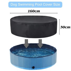 MEISHANG Round Pool Cover, Cover for Dog Pool, Pool Cover for Children's Pool, Pool Tarpaulin Round, Rain Cover Pool Round, Tarpaulin for Round Pool, Pool Cover with Drawstring (160 x 30 cm)
