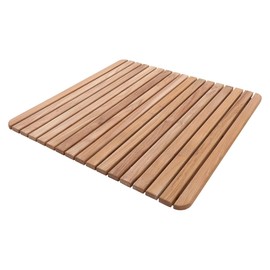 Nordic Style Premium Teak-Dusch- und Badematte für den Innen- und Außenbereich – rutschfeste Holzplattform für Spa, Sauna, Pool, Whirlpool – Bodenbelag Dekor und Schutz (61x61 cm, natürliches Finish)
